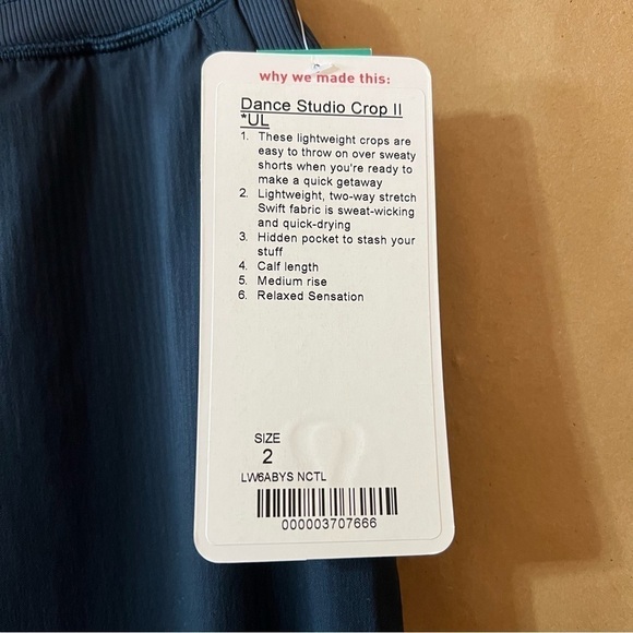 Lululemon | NWT Dance Studio Crop II (Unlined 20") Pants Nocturnal Teal Size 2 - Picture 4 of 15